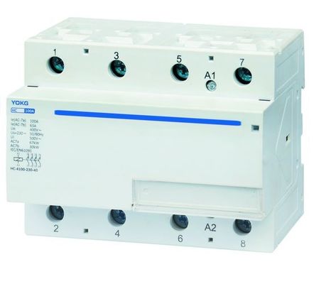Contator 4 Polo IP20 100A 230V da C.A. do agregado familiar da fase monofásica do trilho do ruído